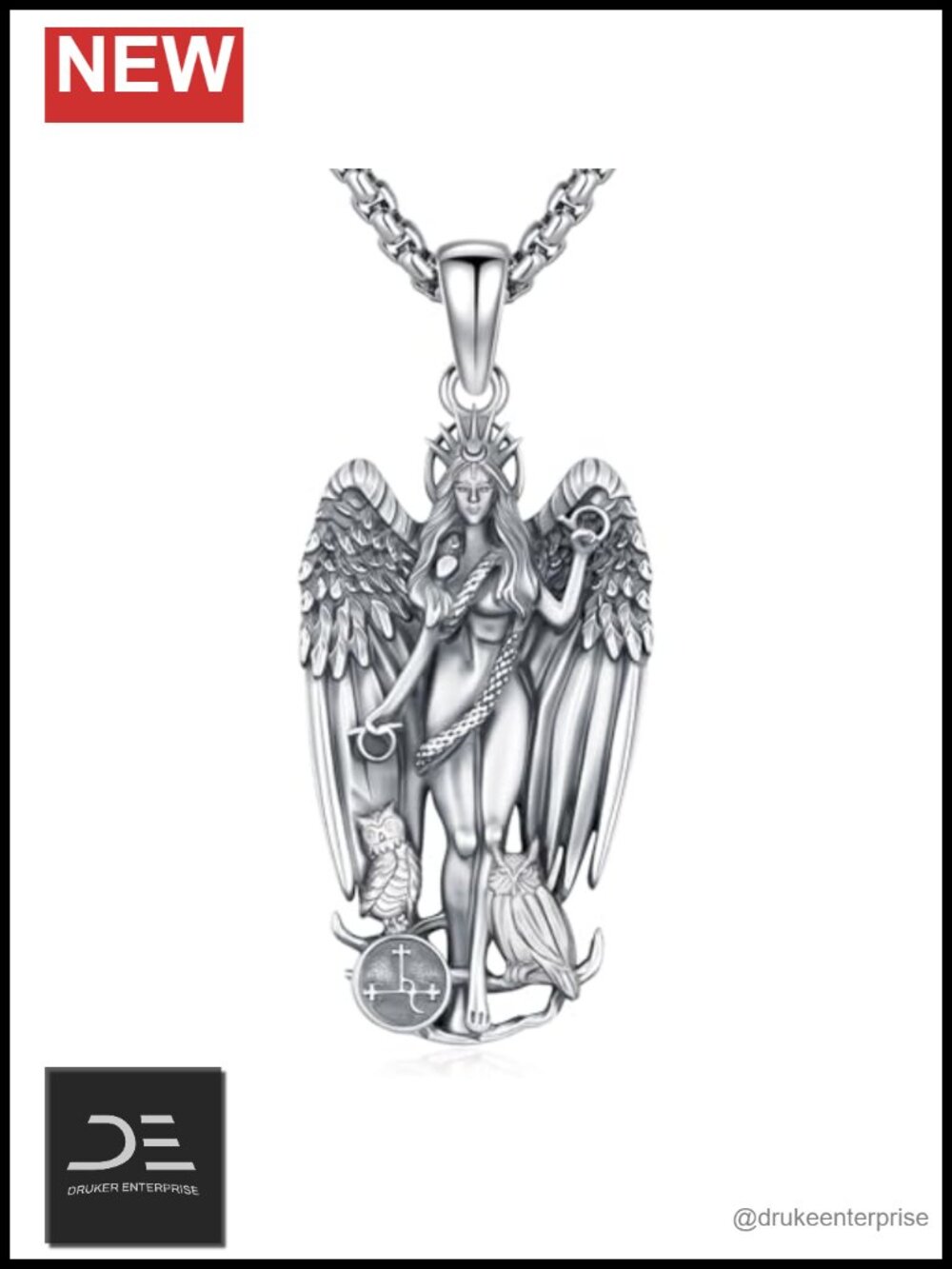 Sterling Silver Lilith Amulet Pendant Necklace